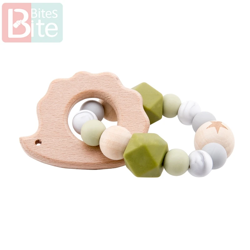 Hedgehog Bracelet Прикусите укусы соски клип 1 шт. детский силиконовый Прорезыватель бука деревянные зажимы для пустышки успокоительная соска зажимы детское Кормление пустышка держатель - Цвет: Hedgehog Bracelet