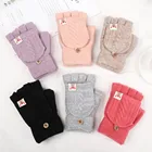 Вязаные перчатки-Варежки Унисекс, с принтом рождественского оленя, мягкие, эластичные, утепленные, без пальцев