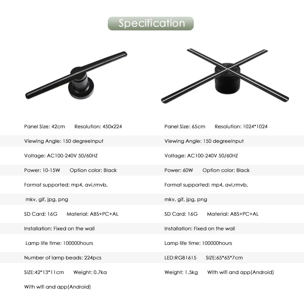Светодиодный 3D голографический проектор дисплей логотип лампа плеер 16 г HD для