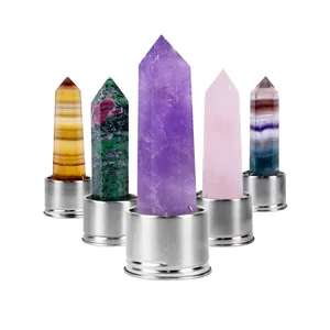 Natural Quartz Gemstone Glass Water Bottle Direct Drinking Glass Cup Crystal Stone Obelisk Healing W