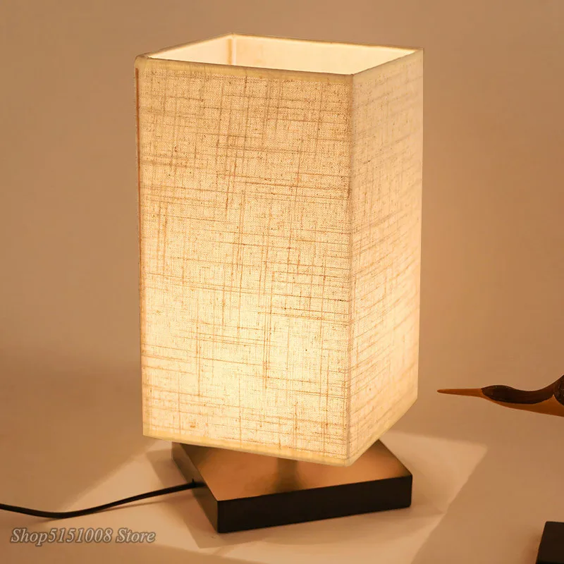 Светодиодная деревянная настольная лампа тканевый абажур для чтения
