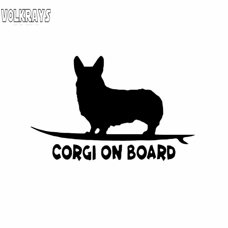 

Volkrays Funny Car Sticker Corgi on Board Puppy Dog Accessories Reflective Waterproof Vinyl Decal Black/Silver,8cm*13cm