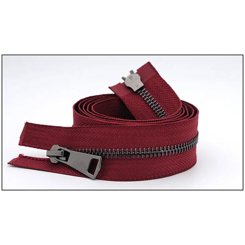 black-wine red Meetee 120 см 5# Металлические молнии двойной слайдер открытый конец молнии DIY Швейные Инструменты пуховик пальто одежда портной ремонт аксессуары - Цвет: black-wine red