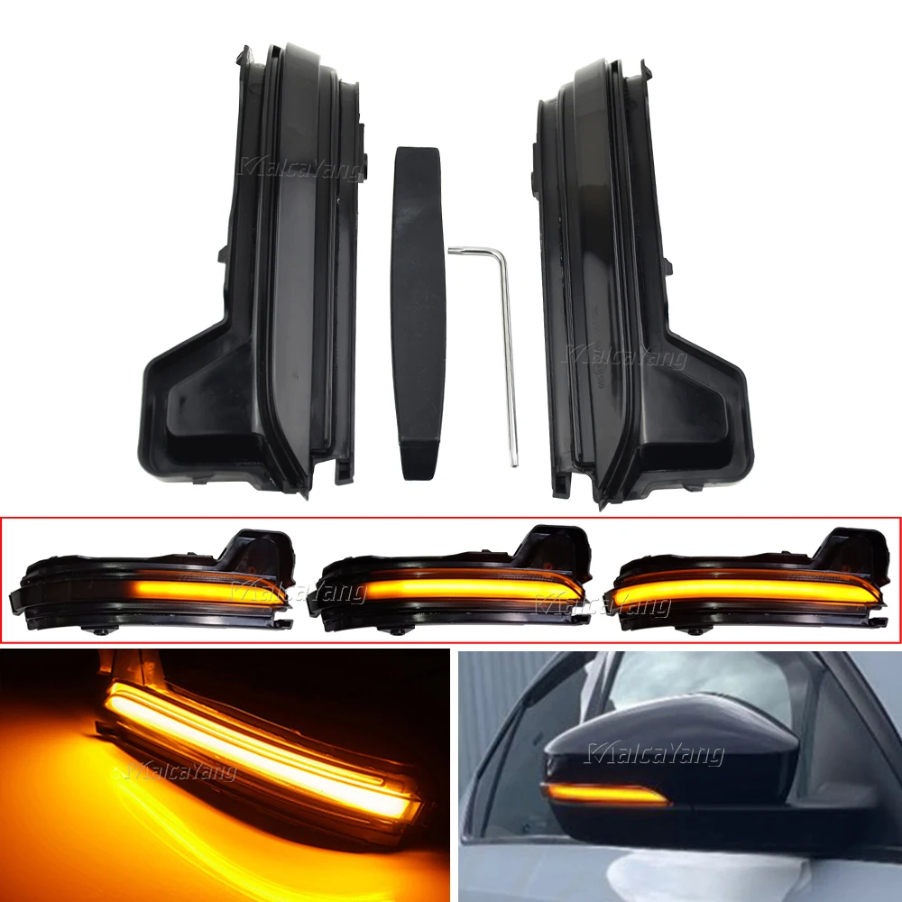 

2 шт. для Skoda Kodiaq 2016- 2020 Karoq, динамический поворотный сигнал для зеркала заднего вида, светодиодсветильник светодиодный 2017 2018 2019