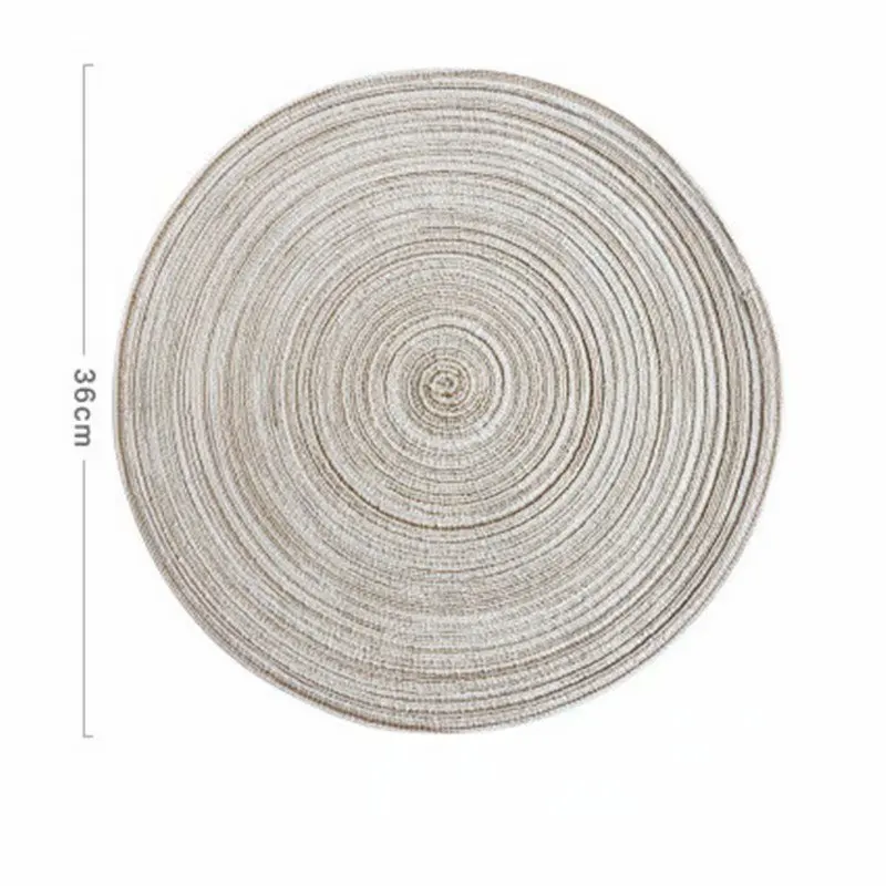Beige 36cm Круглый дизайн, стол, рами, изоляционная подкладка, твердые салфетки, лен, нескользящий Настольный коврик для кухни, принадлежности, украшение для дома, коврик Coaste - Цвет: Beige 36cm