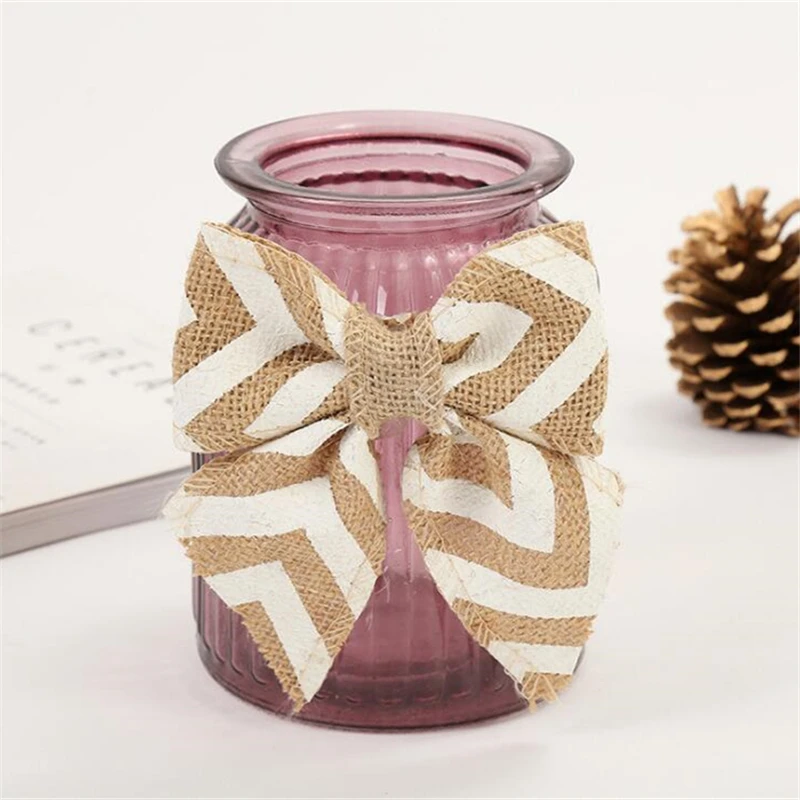 Винтажный белый цветок с бантом из джутовой льняной мешковины праздвечерние