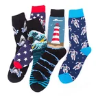 Новинка счастливая фотография из чесаного хлопка для женщин креативный Сумасшедший дизайн астронавты акула море авокадо Кукуруза пиво сокен Рождество