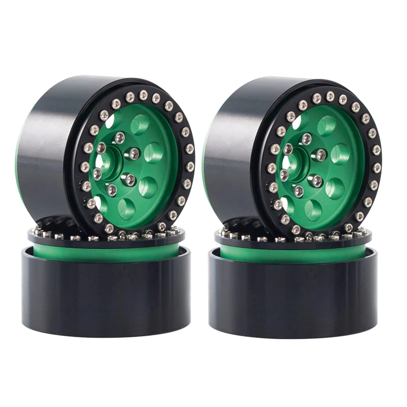 

4PCS 1.9 Metal Beadlock 8 Round Hole Wheel Hub Rim for 1/10 RC Crawler Axial SCX10 90046 AXI03007 Traxxas TRX4 D90