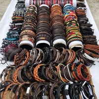 random 100pcsset weave wrap leather men bracelets for women bangles femme homme male jewelry pulsera hombre erkek bileklik wp14