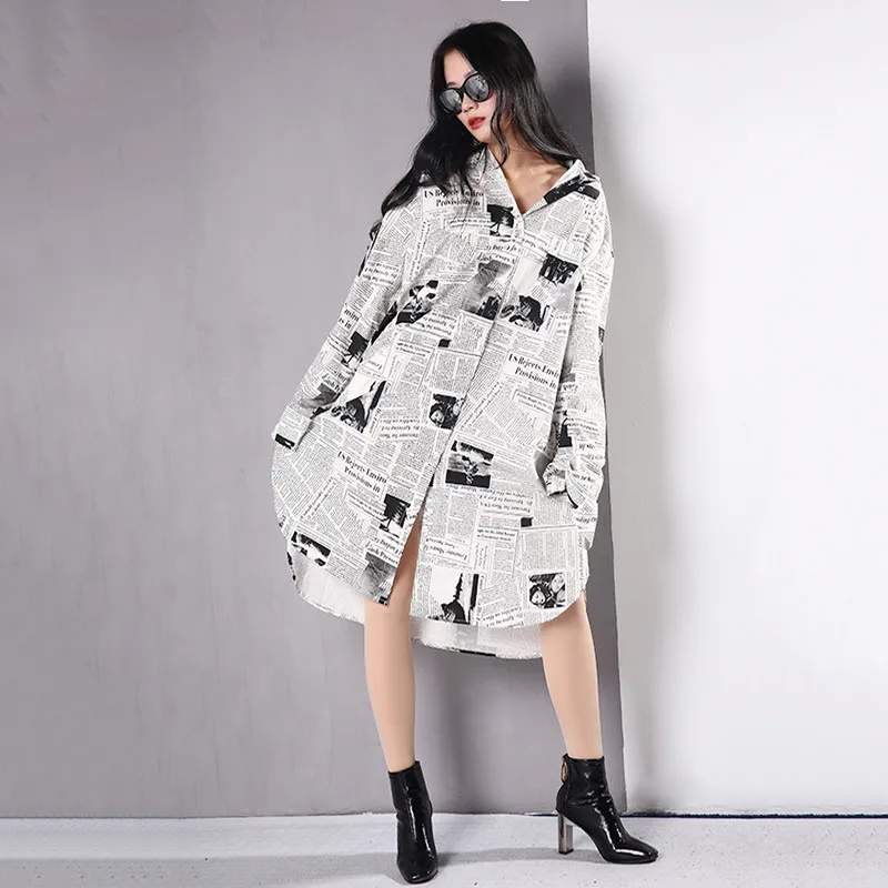 Модное платье рубашка женское шикарное свободное бойфренда в уличном стиле