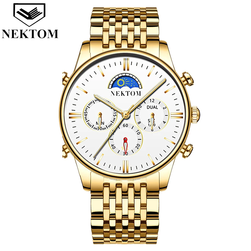 NEKTOM мужские роскошные 2020 новые часы хронограф спортивные Топ Бренд