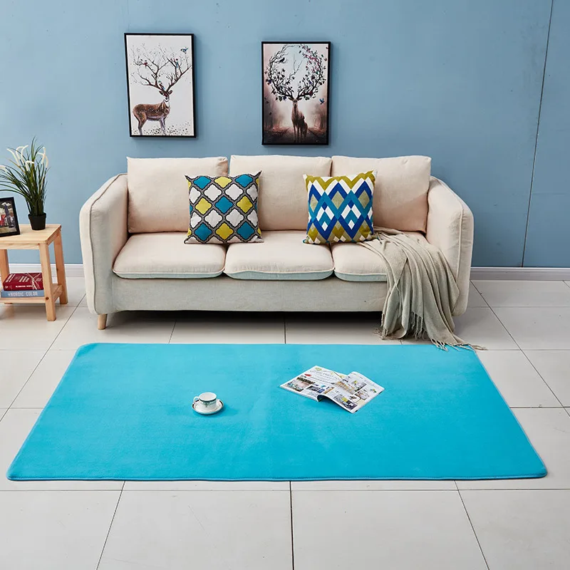 

Washed Coral Velvet Carpet Solid Color Living Room Area Rug Bedroom Bedside Water Absorption Anti-slip Floor Mats Yoga Mats