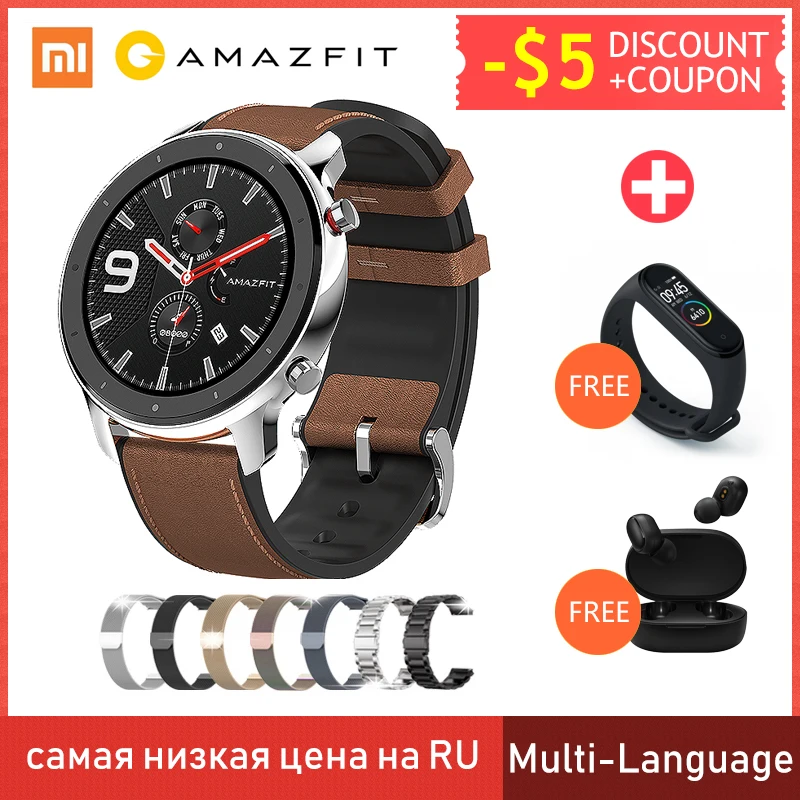 [Глобальная версия] Huami Amazfit GTR 47 мм 42 мм gps Смарт часы мужские 5ATM водонепроницаемые Смарт часы 24 дня батарея