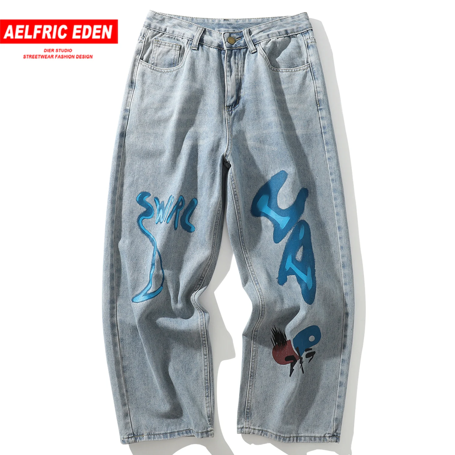 Aelfric Eden винтажные джинсы с принтом 2019 Харадзюку хип-хоп брюки Повседневная мода