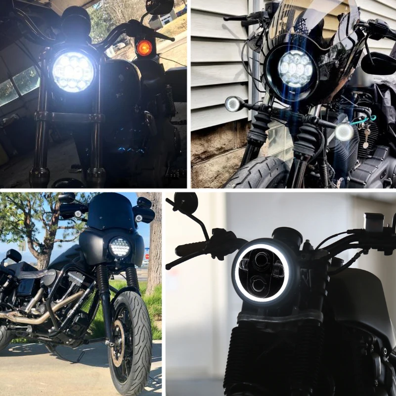 

headlight for 883 Harley Dyna Sportster XL883 XL1200 5.75 inch motorcycle round led headlight assembly High power with lens