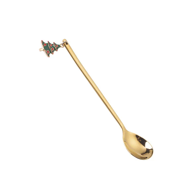 Top Cute! Santa Claus Christmas Snowman Coffee Spoon Fruit Fork Stirring Spoon Teaspoon Tea Spoon Tableware 304 Stainless Steel