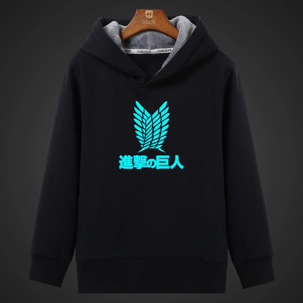 Флуоресцентные светящиеся мужские толстовки в стиле аниме атака на Титанов с