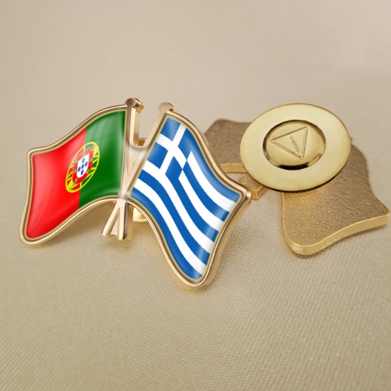 Греция и Португалия перекрестные двойной флаг дружбы значков на булавке брошь