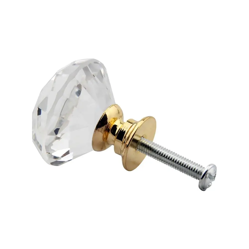 8 pcs 30mm diamond shape crystal glass knobs cupboard drawer pull kitchen cabinet door wardrobe handles hardware knob free global shipping