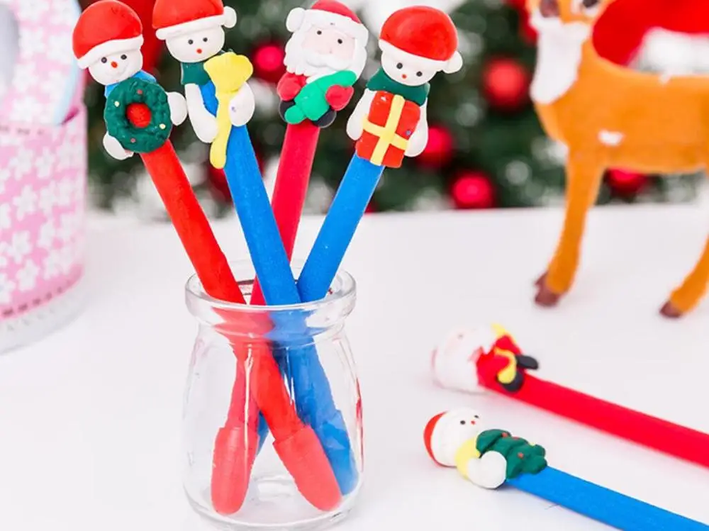 Творческий Симпатичный Рождественский мягкая глина шариковая ручка мультфильм