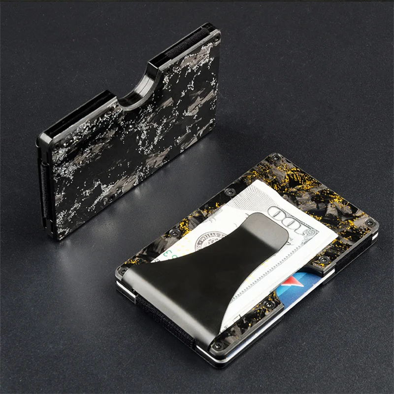 carbon fiber wallet male card holder phone metal credit card holder space design minimalist rfid card wallets men cardholder free global shipping