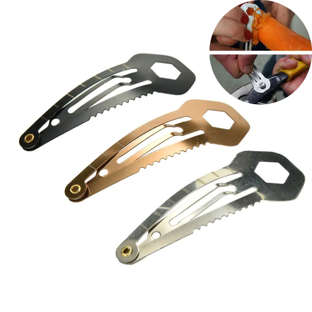 

Stainless Steel Multifunction Hairpin Hair Clip Ruler Cutter Travel Outdoor Camping Survival Utility Pocket Tools