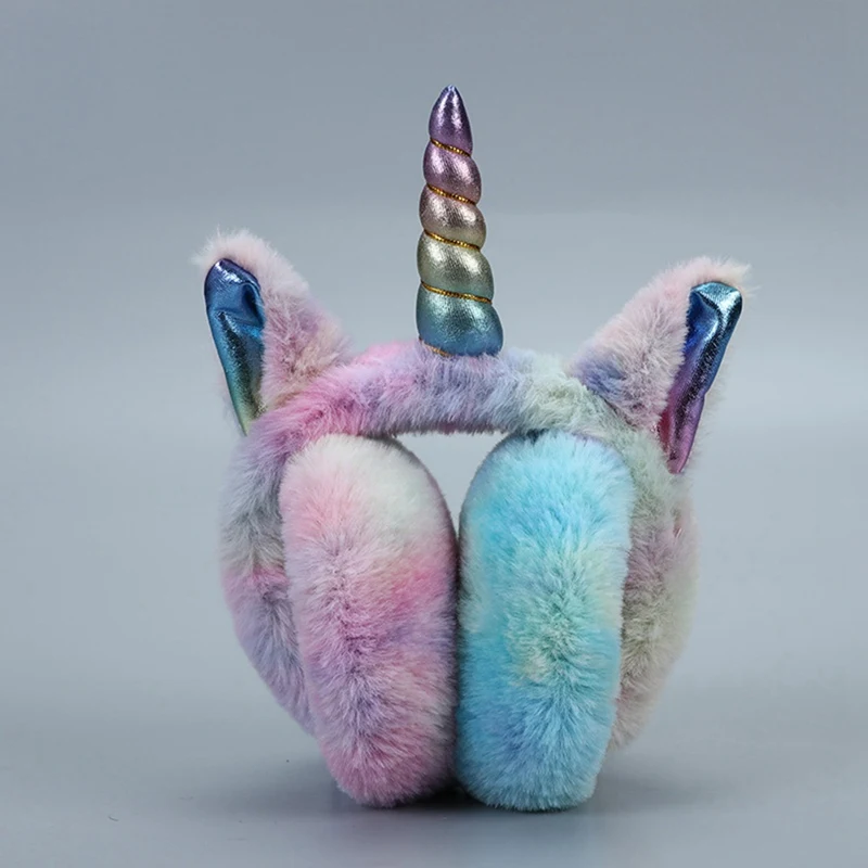 

Children Plush Unicorn Earmuff Ear Muffs Kids Lovely Winter Warmer Ear Muffs Rabbit Fur Thicken Plush Unicorn Ear Cover