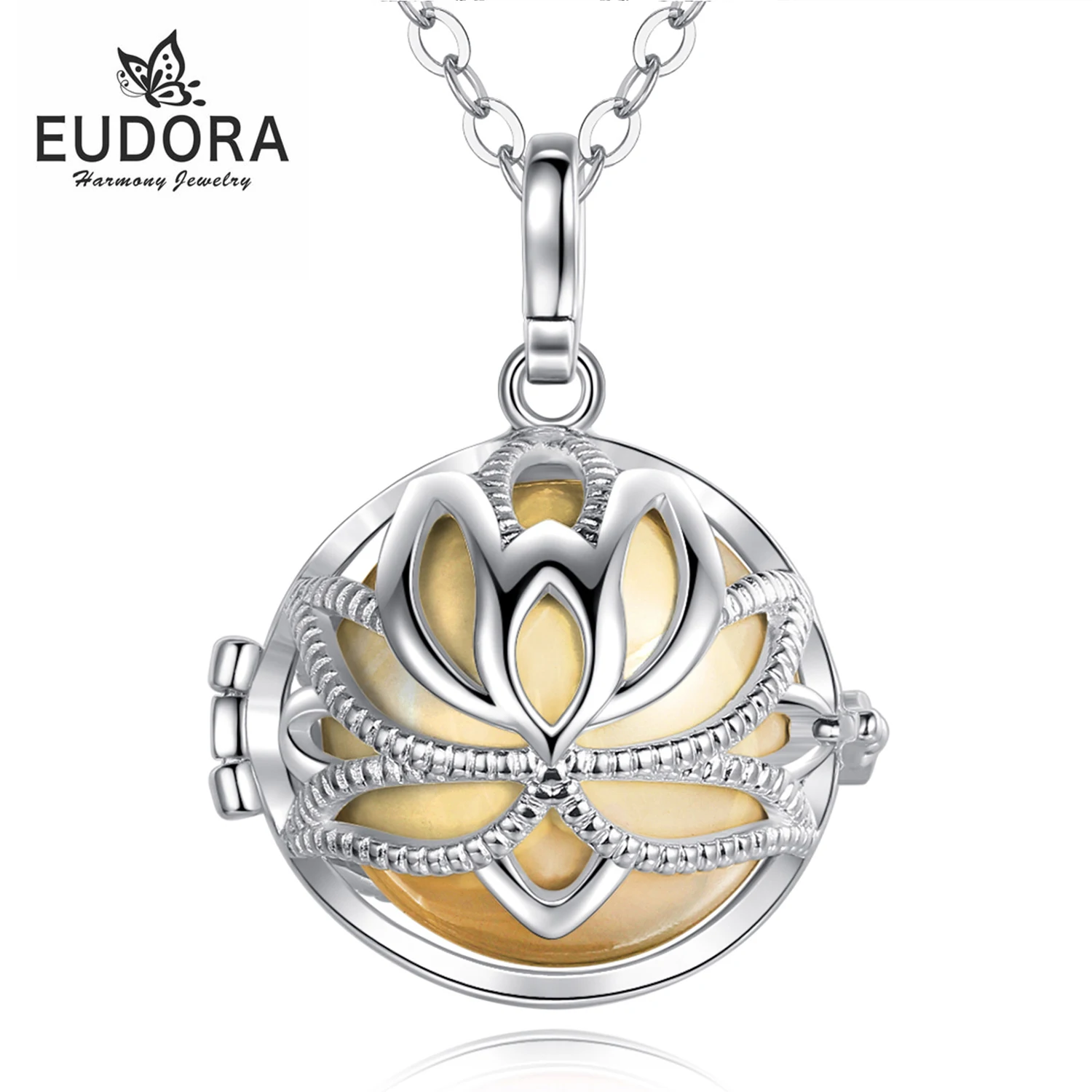 

EUDORA Urn Cremation Pendant Lotus Flower Designs Locket Ash Holder Keepsake Capsule Necklace Hollow Ball DIY Jewelry k241