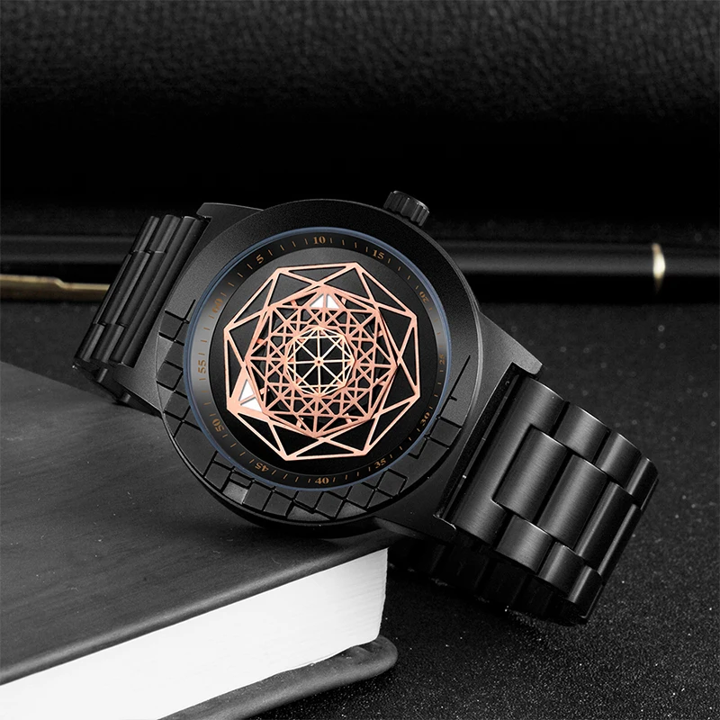 Часы наручные SKONE Мужские кварцевые со стальным ремешком и циферблатом в виде