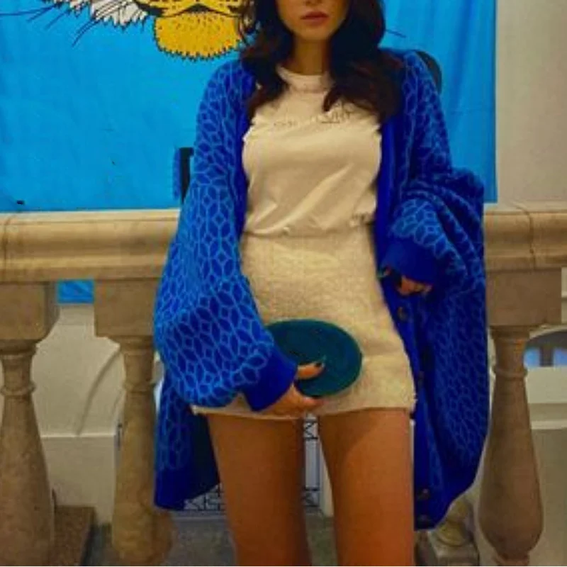 Women's Diamond Pattern Knit Cardigan Female Fashion V Neck Single Breasted Buttons Loose Casual Knitted Sweater 2021 Autumn |