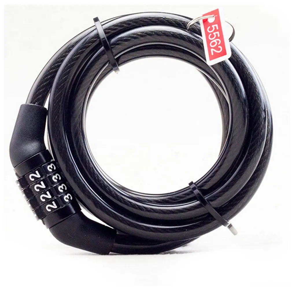 

Code Password Bike Combination Lock Bike Cable Lock Tough Security Coded Steel Wiring Bicycle Safety Lock 8*1000mm Black