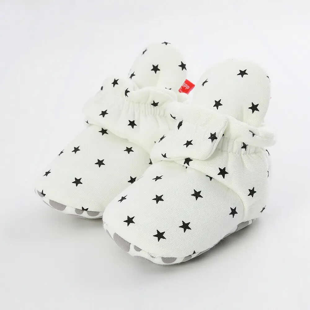 White Star Pattern Детские носки для новорожденных; обувь для мальчиков и девочек; зимние теплые ботиночки из мягкого хлопка - Цвет: White Star Pattern