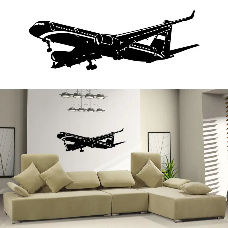 Personalized Plane Air Boing Airbus Aircraft Big Airplane Home Decor Vinyl Wall Decal Sticker Art Mural DIY