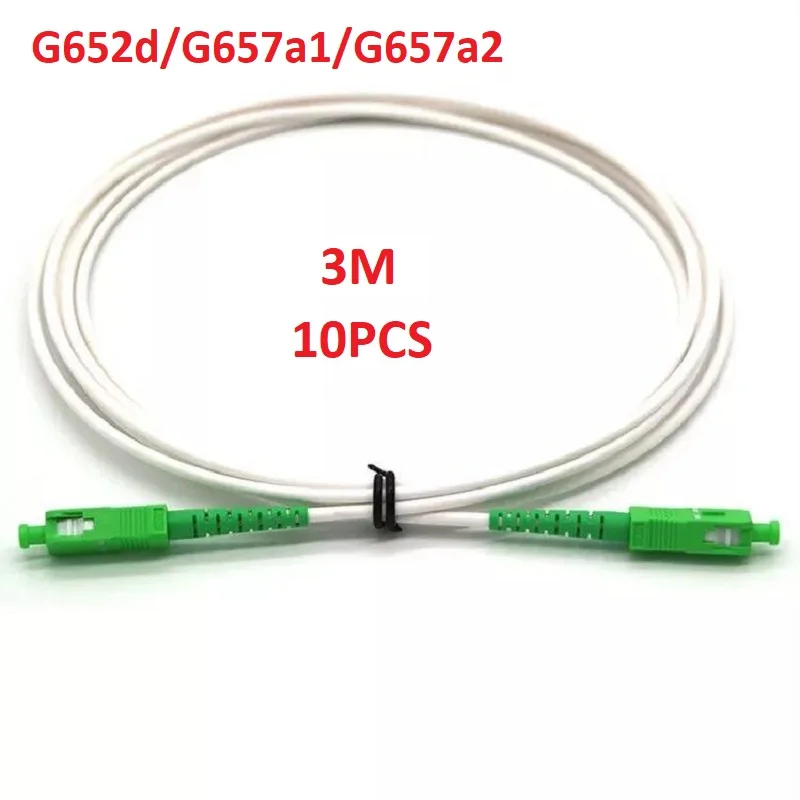 

3M 10PCS SC/APC SM G652D/G657A1/G657A2 SX Core 3.0mm Milky White LSZH Jacket Fiber Optic Patch Cord