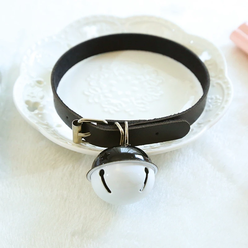 Женское кожаное колье-чокер черное готическое с колокольчиком для косплея |