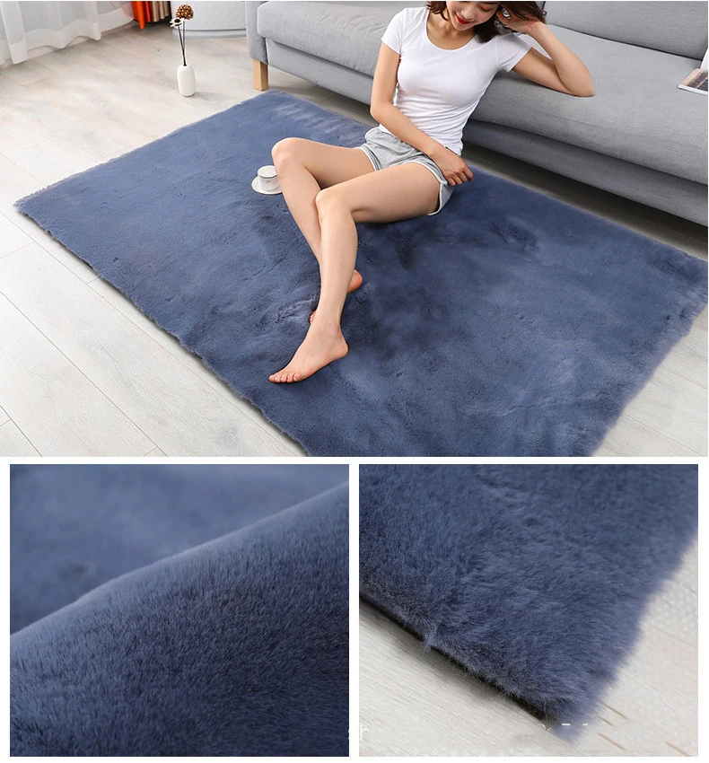Мягкий пушистый коврик из искусственного меха микрофибры с имитацией кроличьего