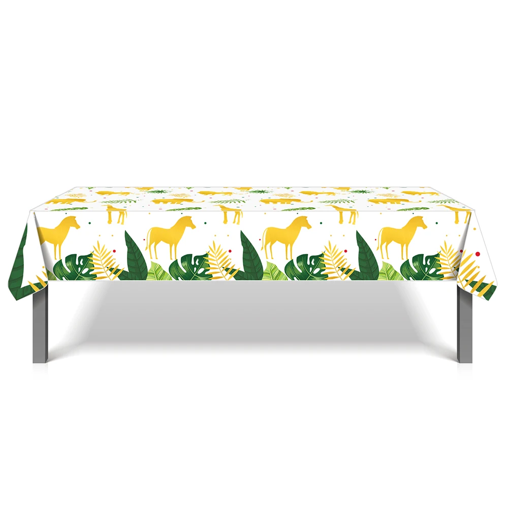 

130*220cm Forest Wild One Jungle Animals Birthday Party Disposable PE Tablecovers Tablecloths for Baby Shower Party Decoration