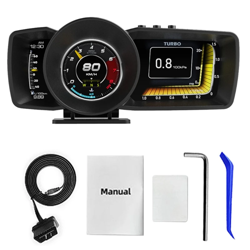 

OBD2+GPS Smart Dashboard HUD Head Up Display Speedometer Turbo RPM Meter Temp 62KA