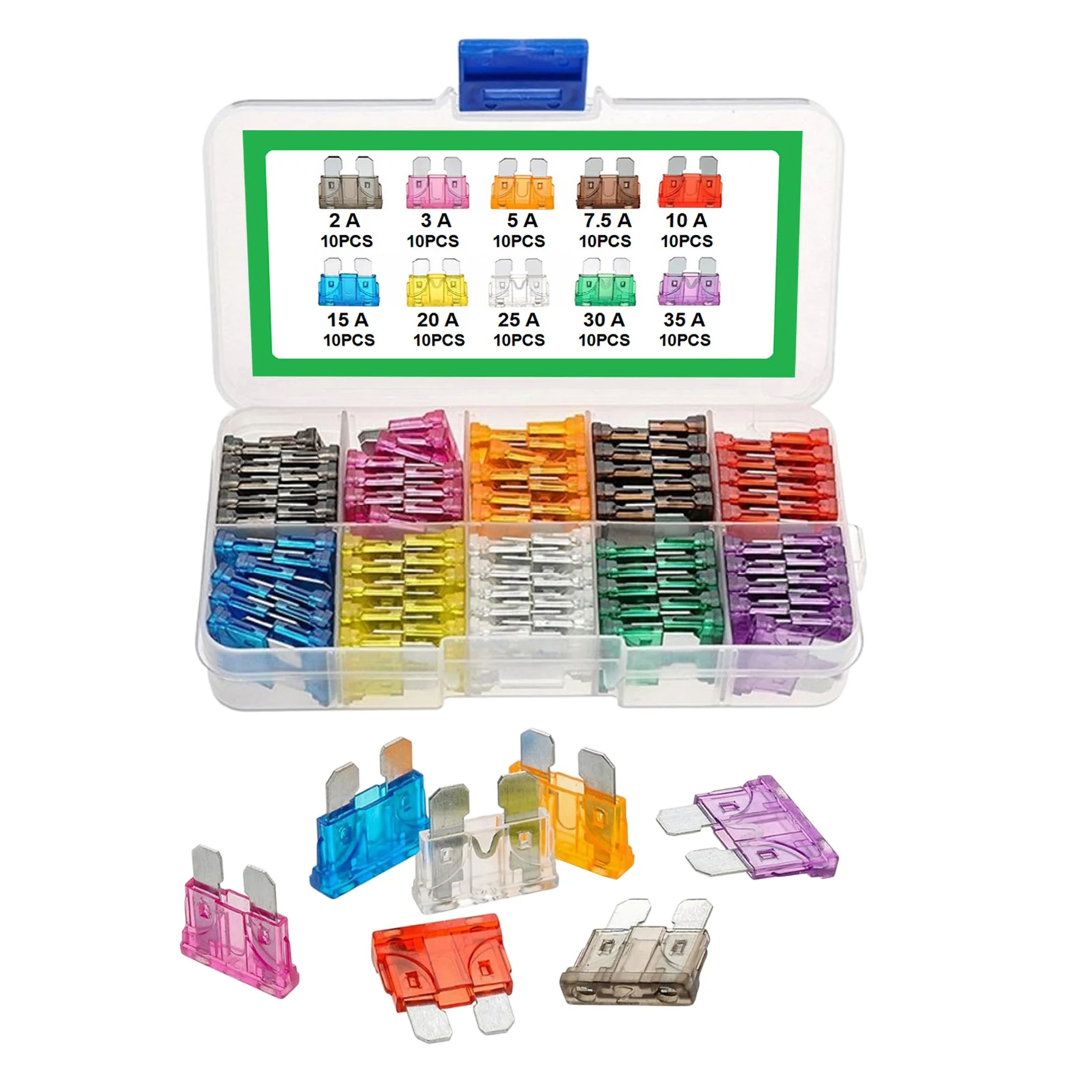 100 шт.-набор предохранителей со стандартным лезвием для автомобилей и грузовиков