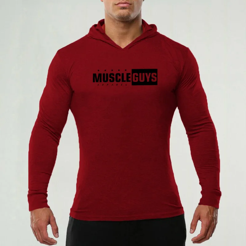 Бренд Muscle Guys осенняя одежда для фитнеса Мужская футболка с капюшоном бодибилдинг