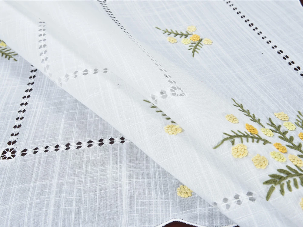 [Camellia Casa] свежий цветок скатерть с окантовкой льняной вид и моющаяся