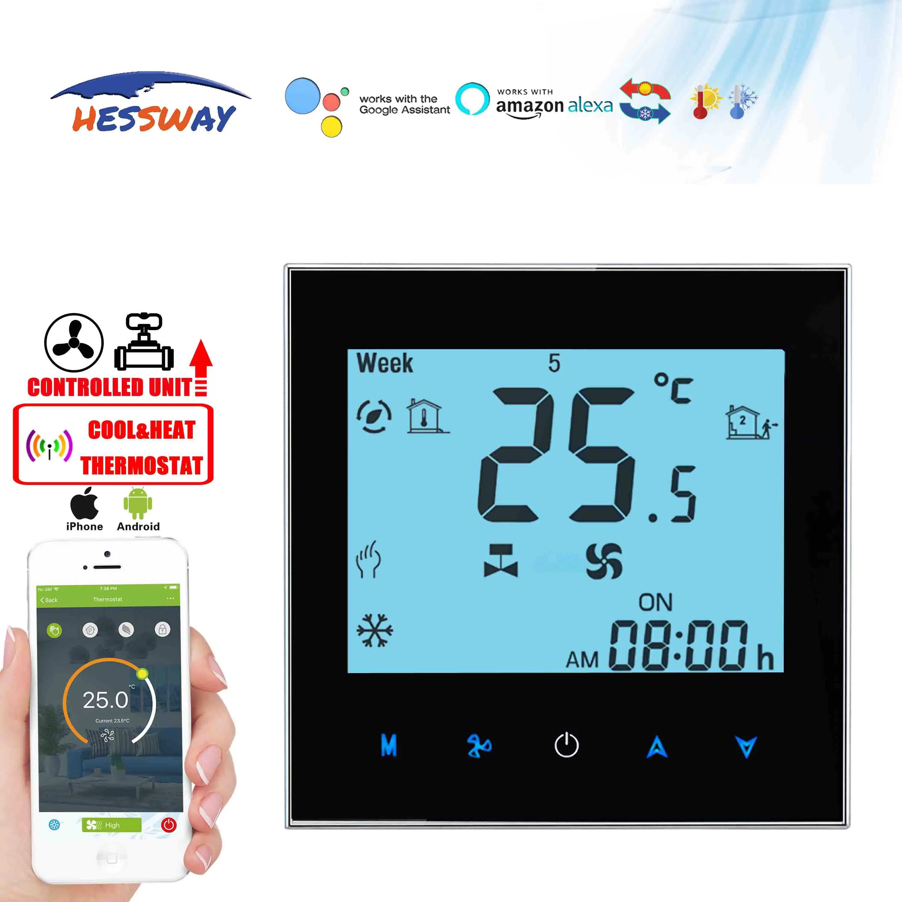 HESSWAY 4p 0 ~ 10 В и Wi Fi термостат катушка вентилятора для системы hvac охлаждение нагрев