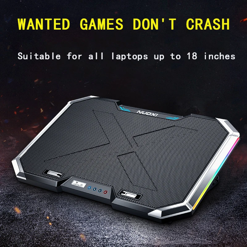 NUOXI игровой ноутбук кулер шесть стелек поддержат дыхания арки Экран два USB Порты и