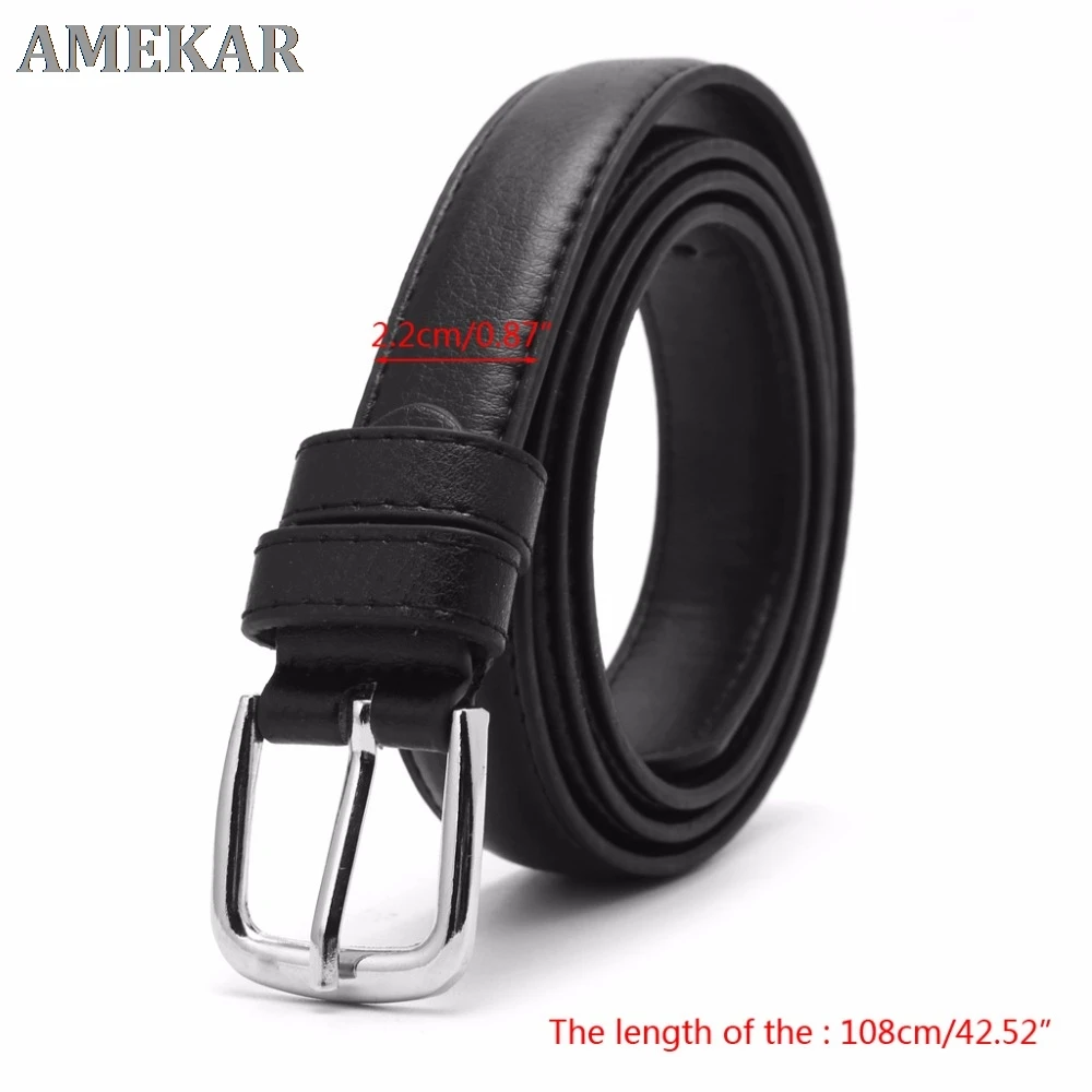 

New Fashion Female Antique Black Belt Metal Buckle Jeans Woman Faux Leather Belt