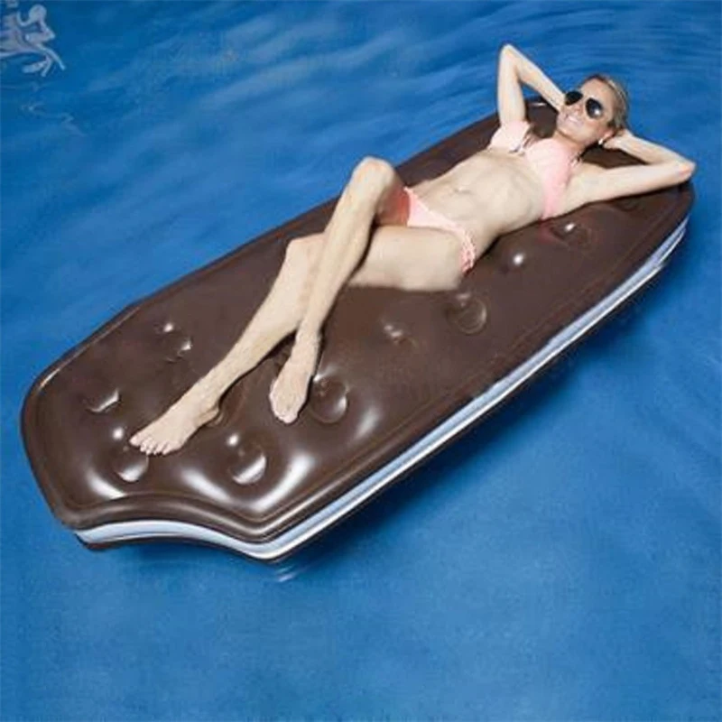 

Chocolate Inflatable Floating Bed Swimming Rings Air Mattresses Environmentally Friendly PVC Floating Row For Pool Water Sports