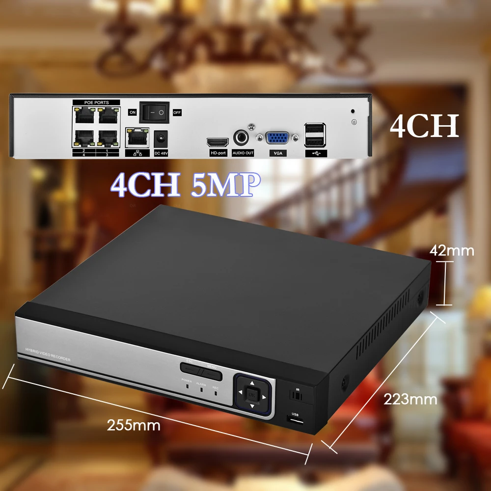 AZISHN 4CH 5MP POE NVR система безопасности H.265 5MP 4MP 2MP аудио запись Открытый IP66 Водонепроницаемая ip-камера комплект для домашнего видеонаблюдения