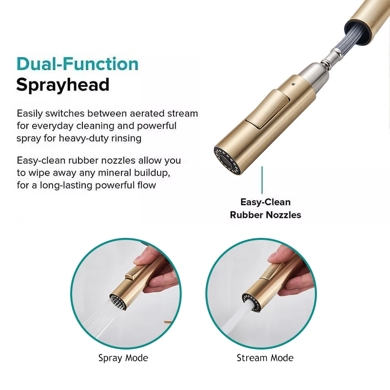 Brushed Gold Pull Out Touch Sensor Kitchen Faucet 360 Rotation Smart Tap Single Handle Mixer | Обустройство дома