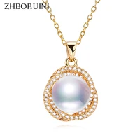 zhboruin trendy pearl necklace 100 natural pearl 14k gold filled women delicate birds nest choker pendant fine jewelry gift
