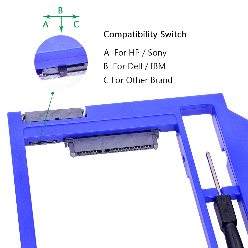Универсальный Переходник CHIPAL для установки второго жесткого диска 9 мм 5 2 &quotSATA 3 0