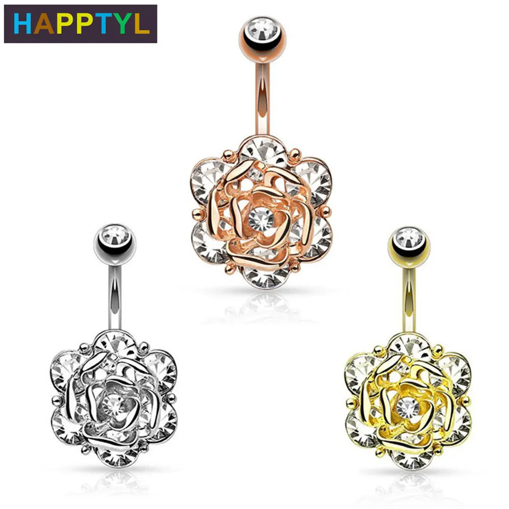 HAPPTYL 1 шт пупка кольца Стразы пирсинг Септум ювелирные изделия для тела